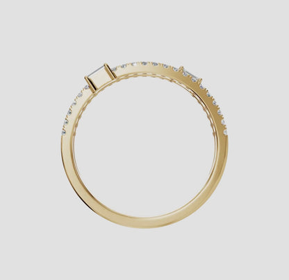 14k Gold Double Row Round & Baguette Lab Diamond Statement Ring (0.31ctw), alternate view 4