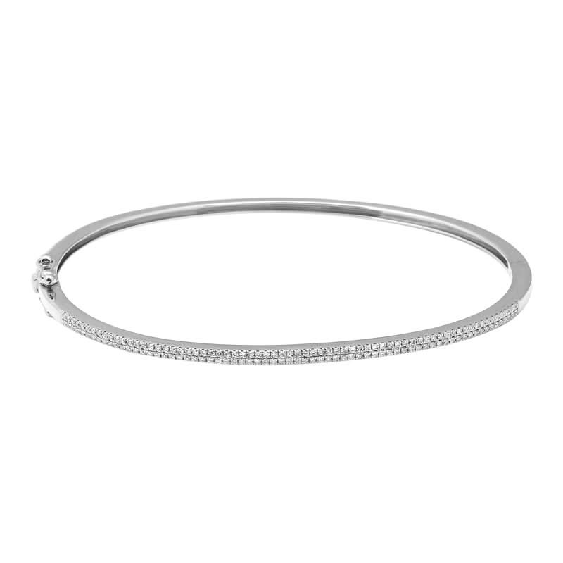 14k Gold Dual Row Pave Diamond Bangle, alternate view 5