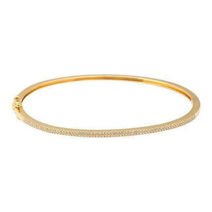 14k Gold Dual Row Pave Diamond Bangle