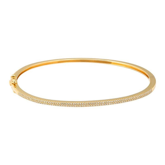 14k Gold Dual Row Pave Diamond Bangle