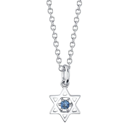 14K Gold Floating Blue Sapphire Star of David Necklace, alternate view 2