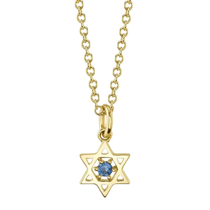 14K Gold Floating Blue Sapphire Star of David Necklace