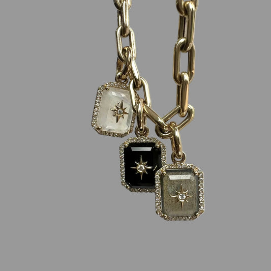 14K Gold Gemstone & Diamond North Star Enhancer Charm