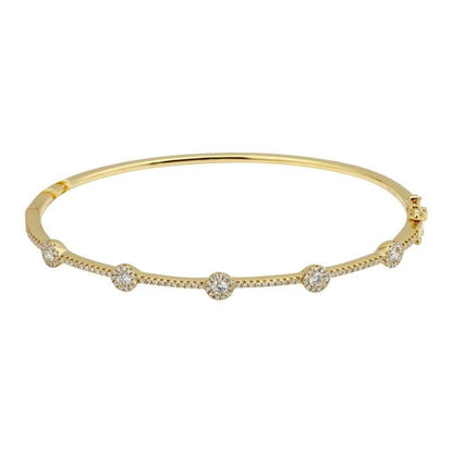 14k Gold Halo Diamond Distance Bangle, alternate view 6