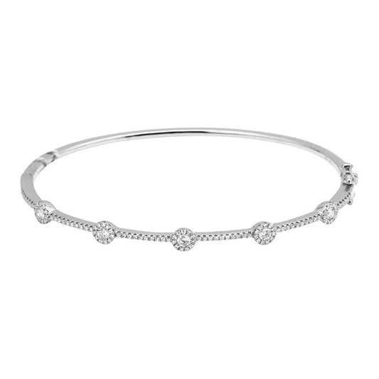 14k Gold Halo Diamond Distance Bangle
