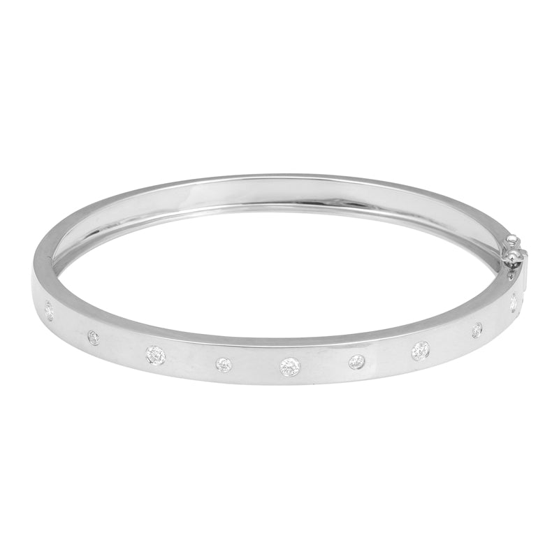 14k Gold Inlay Diamond Gypsy Set Diamond Bangle, alternate view 3