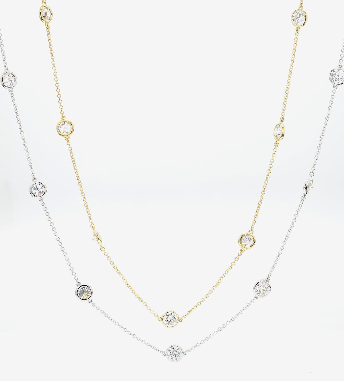 14K Gold Lab-Grown Diamond Bezel Station Necklace, alternate view 3