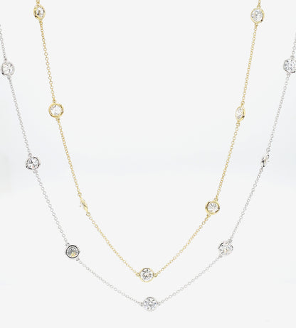 14K Gold Lab-Grown Diamond Bezel Station Necklace, alternate view 3