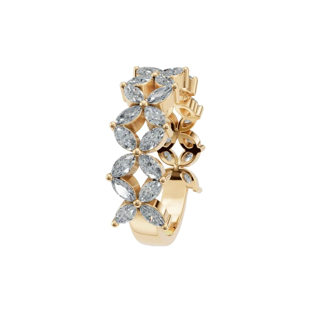14k Gold Marquise Diamond Clover Illusion Band (2.08ct), alternate view 3