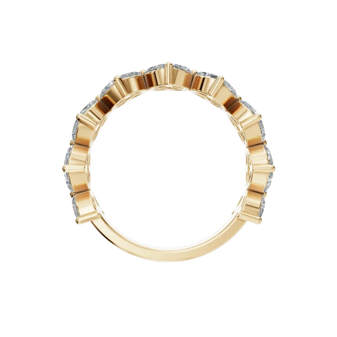 14k Gold Marquise Diamond Clover Illusion Band (2.08ct), alternate view 4