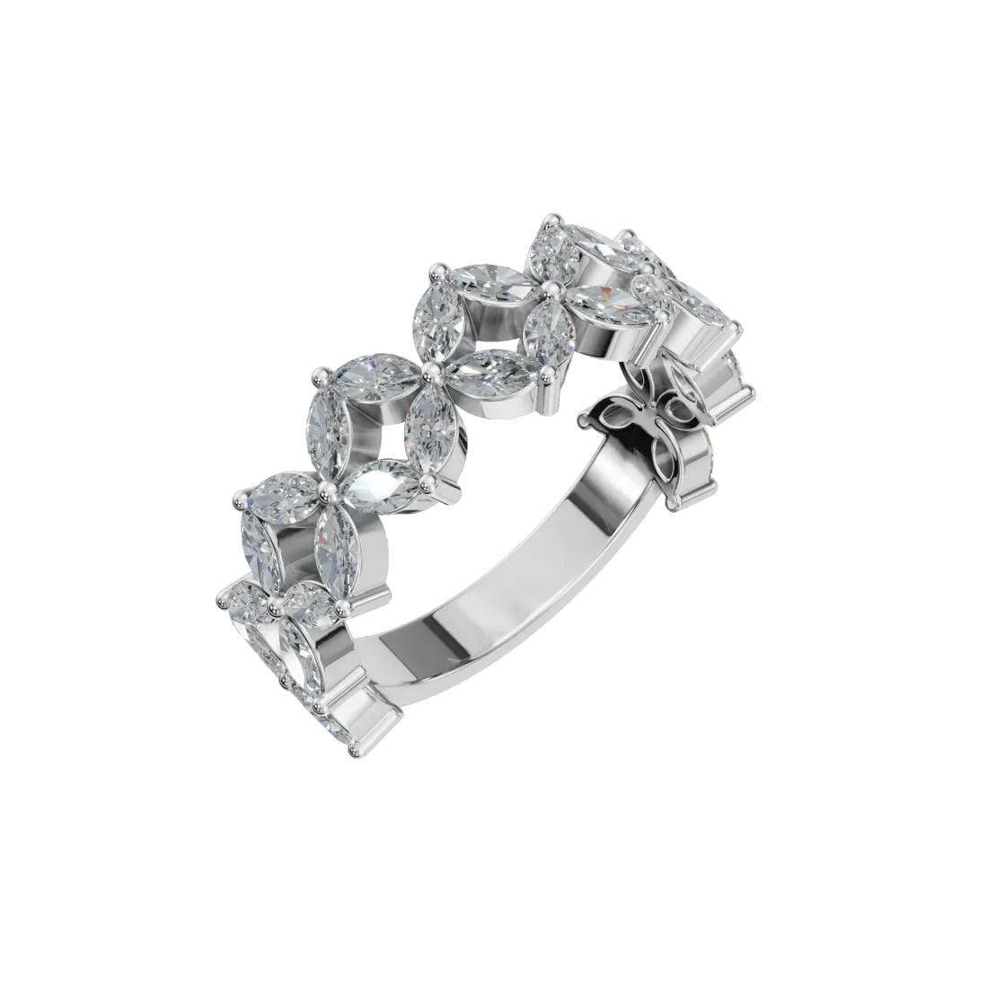 14k Gold Marquise Diamond Clover Illusion Band (2.08ct), alternate view 5