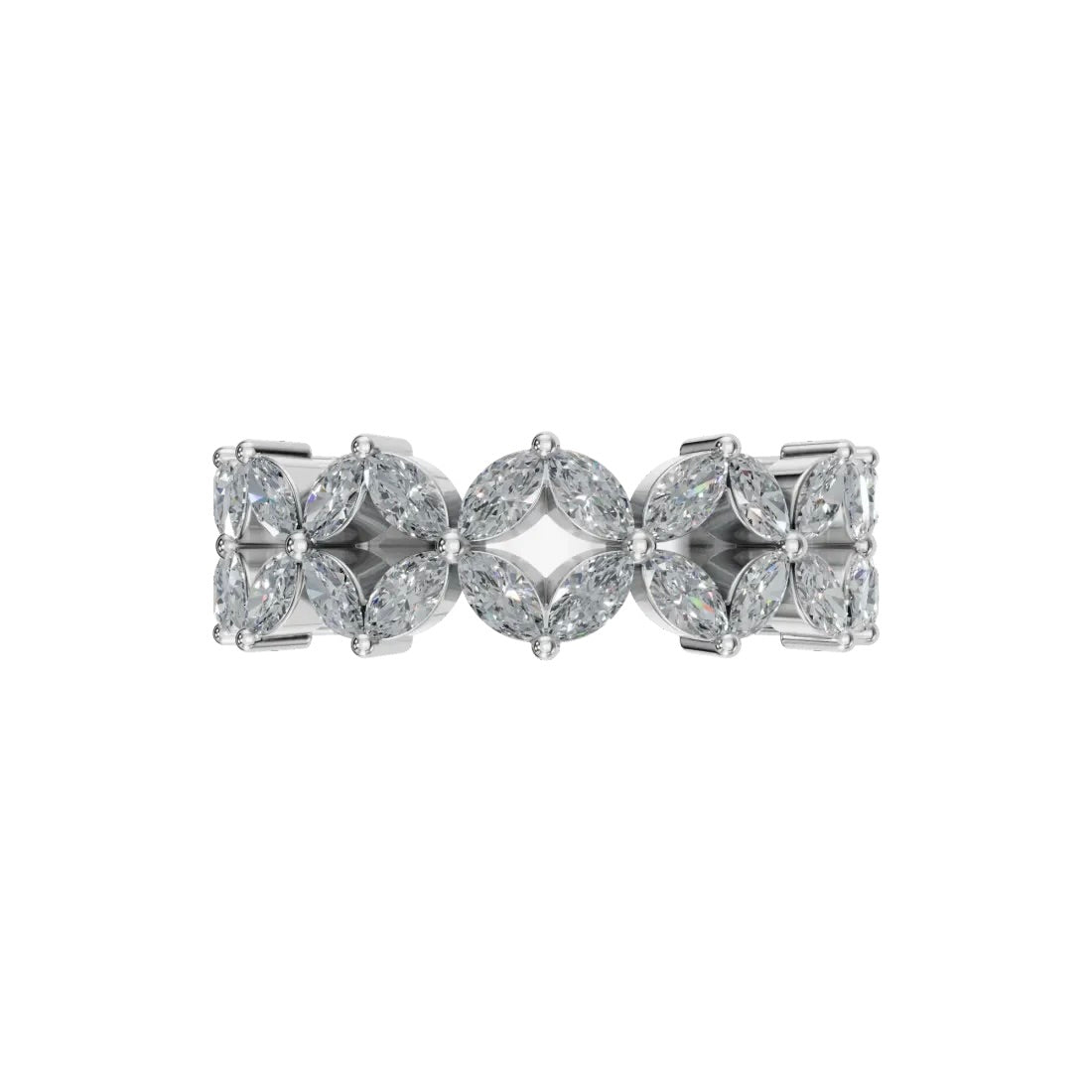 14k Gold Marquise Diamond Clover Illusion Band (2.08ct), alternate view 6