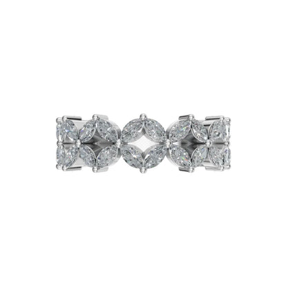14k Gold Marquise Diamond Clover Illusion Band (2.08ct), alternate view 6