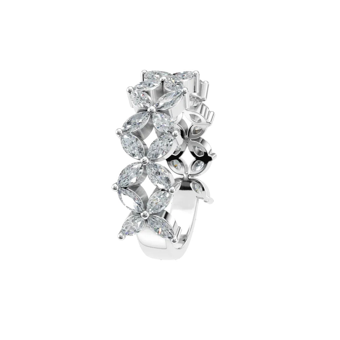 14k Gold Marquise Diamond Clover Illusion Band (2.08ct), alternate view 7