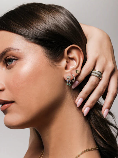 14K Gold Notch Stud Earrings, alternate view 2