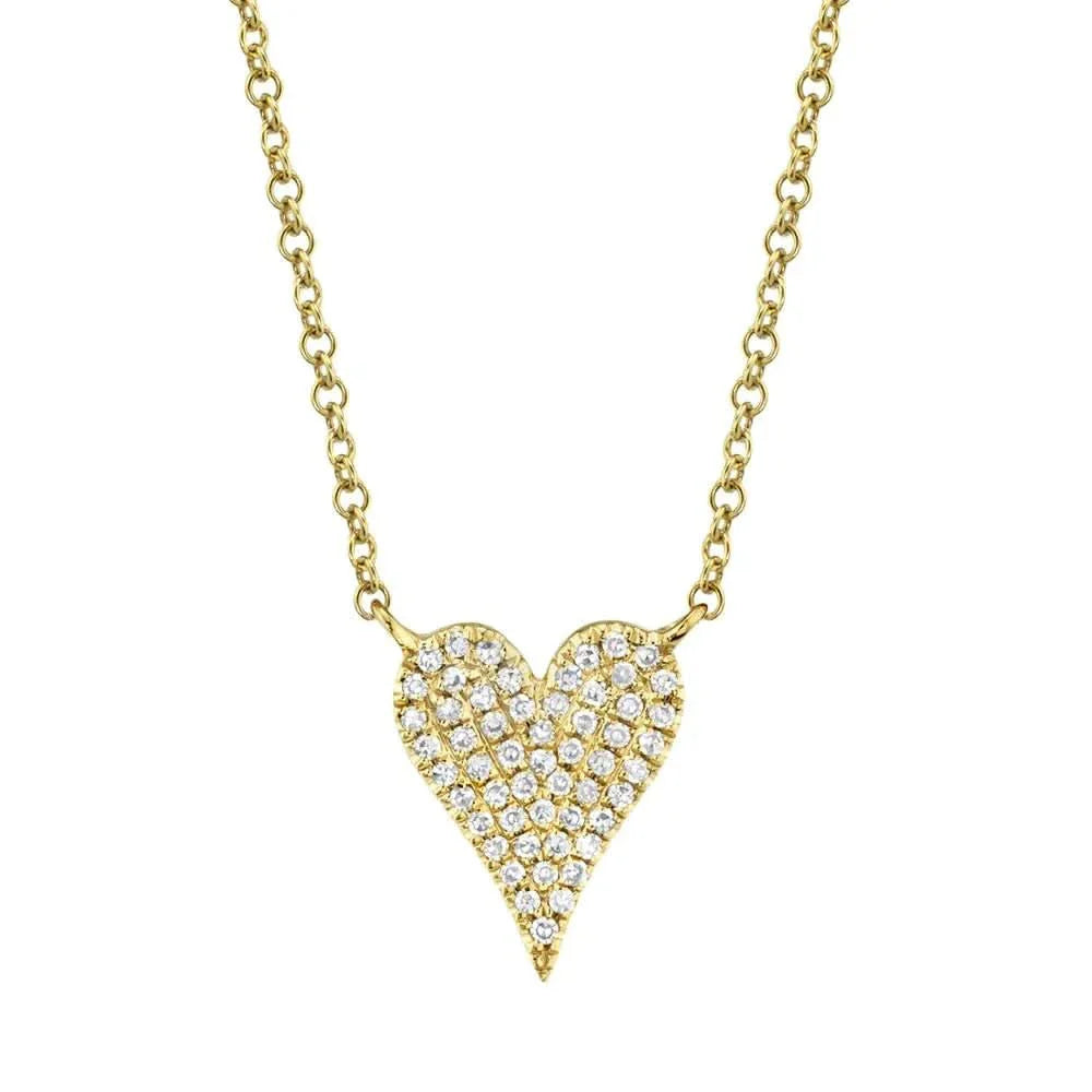 14K Gold Small Pavé Diamond Heart Necklace – 0.11 CTW