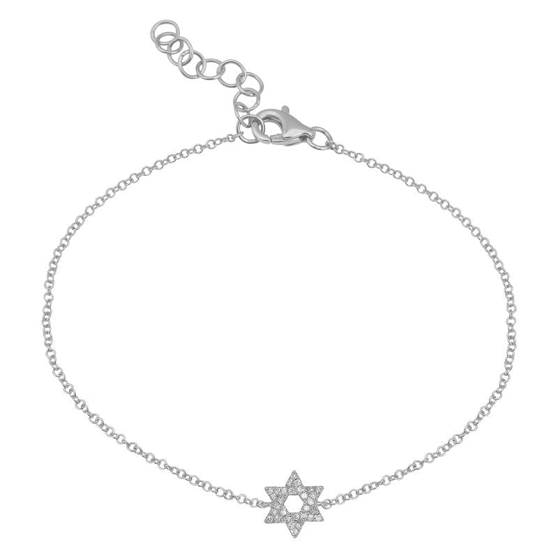14k Gold Pave Diamond Star Of David Bracelet, alternate view 2