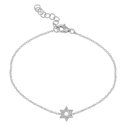 14k Gold Pave Diamond Star Of David Bracelet, alternate view 2