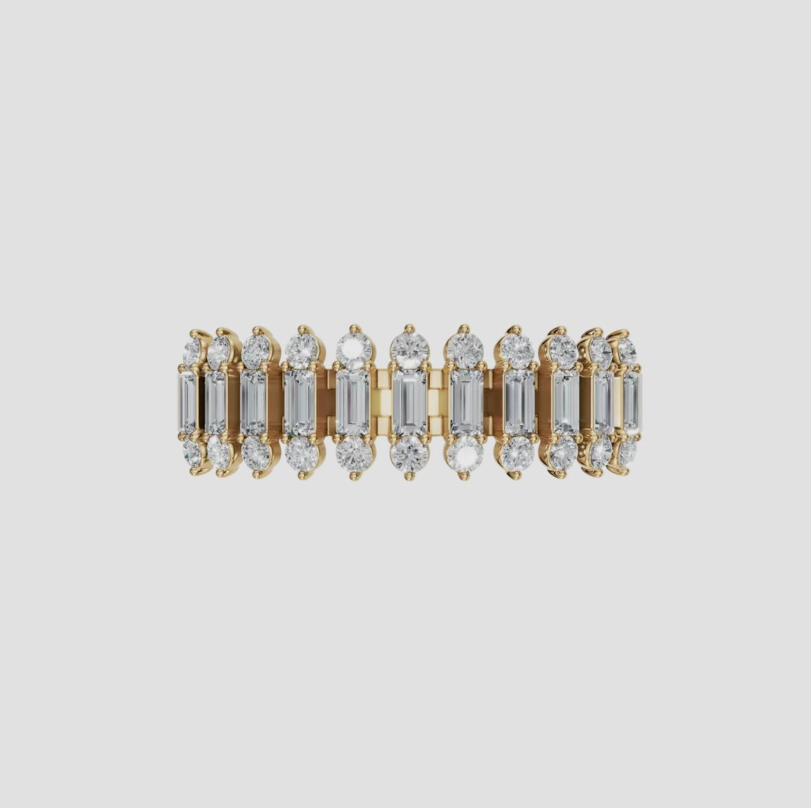 14k Gold Round & Baguette Lab Diamond Half Eternity Ring (0.55ct), alternate view 2