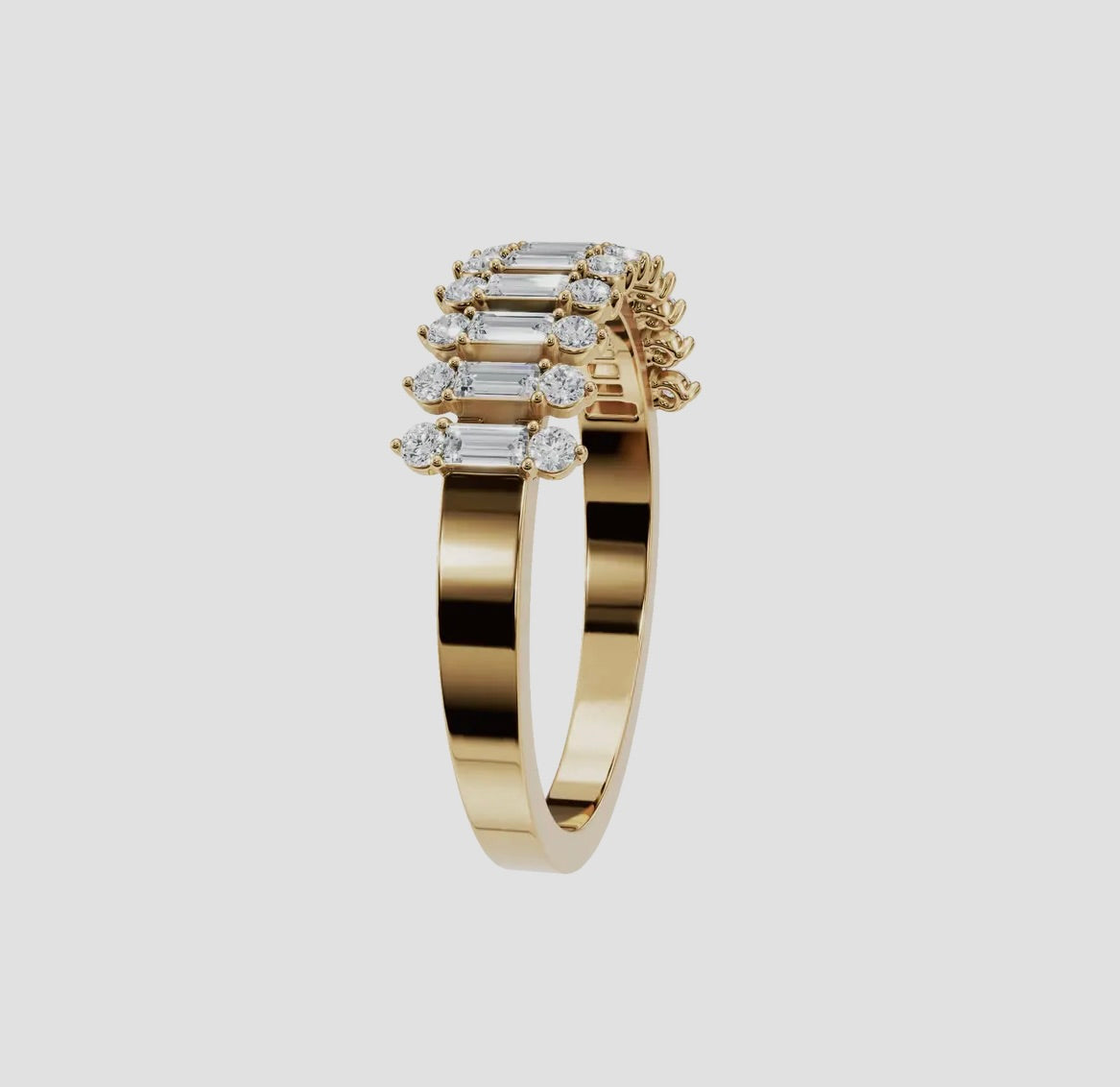 14k Gold Round & Baguette Lab Diamond Half Eternity Ring (0.55ct), alternate view 3