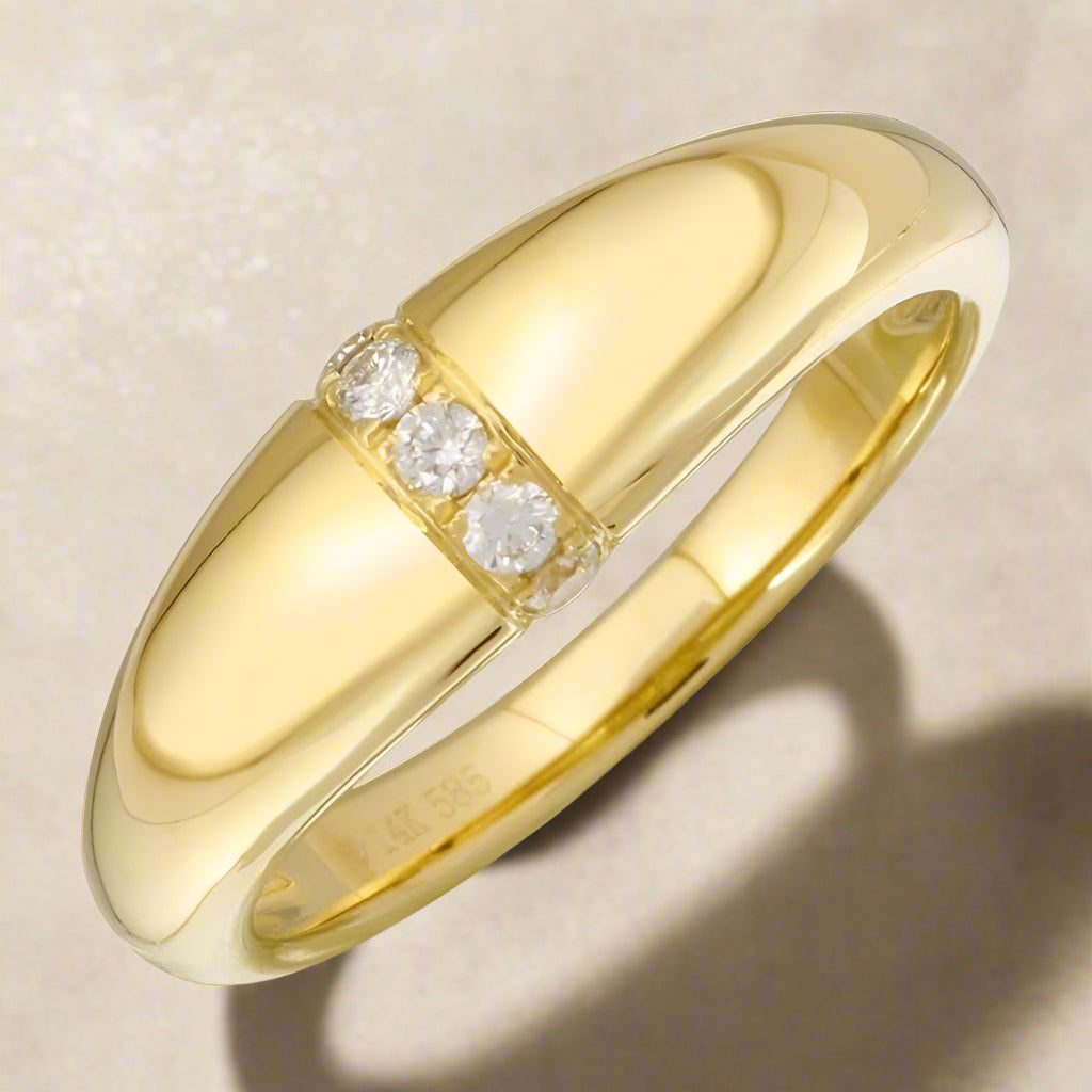 14K Gold Sculptural Dome Ring with Diamond Accents, alternate view 2