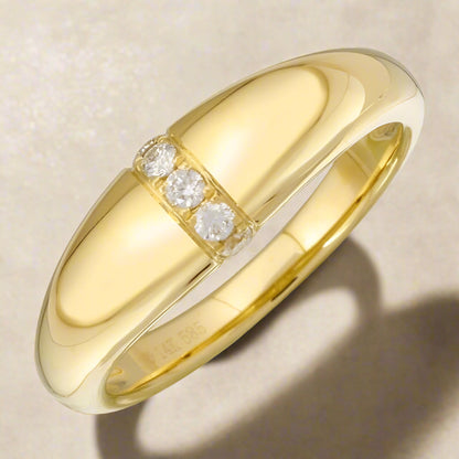 14K Gold Sculptural Dome Ring with Diamond Accents, alternate view 2