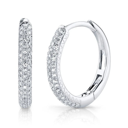 14k Gold Three-Row Diamond Pavé Hoop Earrings - 0.21ct (15mm), alternate view 2