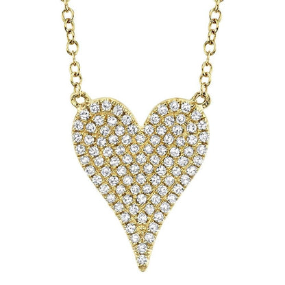 14K Medium Diamond Pave Elongated Heart Necklace - Susan Blake Jewelry