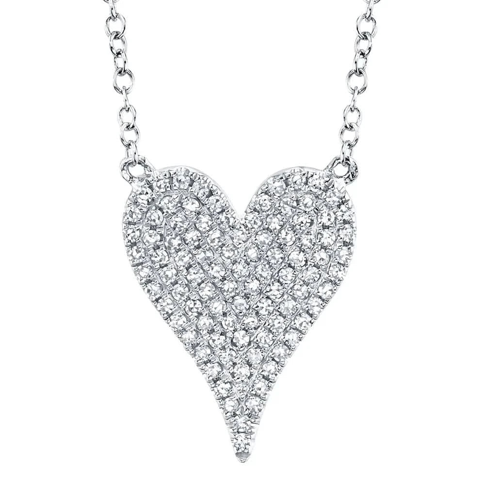 14K Medium Diamond Pave Elongated Heart Necklace - Susan Blake Jewelry