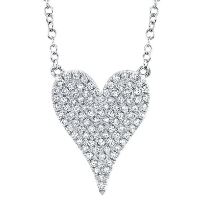 14K Medium Diamond Pave Elongated Heart Necklace - Susan Blake Jewelry