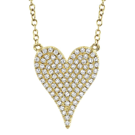 14K Medium Diamond Pave Elongated Heart Necklace