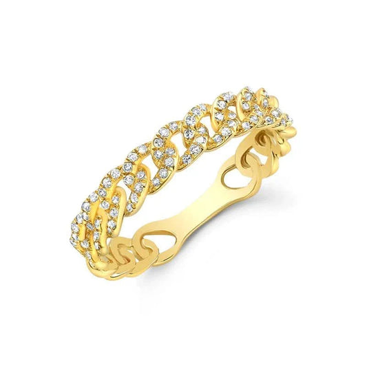 14K Pave Diamond Link Ring (0.21ct)