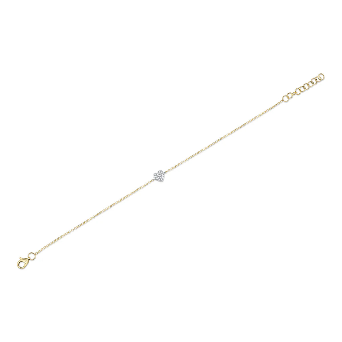 14K Two-Tone Gold Diamond Pavé Heart Bracelet, alternate view 2