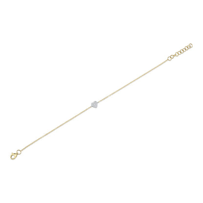 14K Two-Tone Gold Diamond Pavé Heart Bracelet, alternate view 2