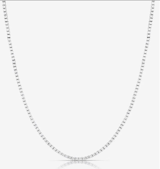 14K WG 3.87 Ct. Lab Grown Diamond Prong Set Tennis Necklace - Susan Blake Jewelry
