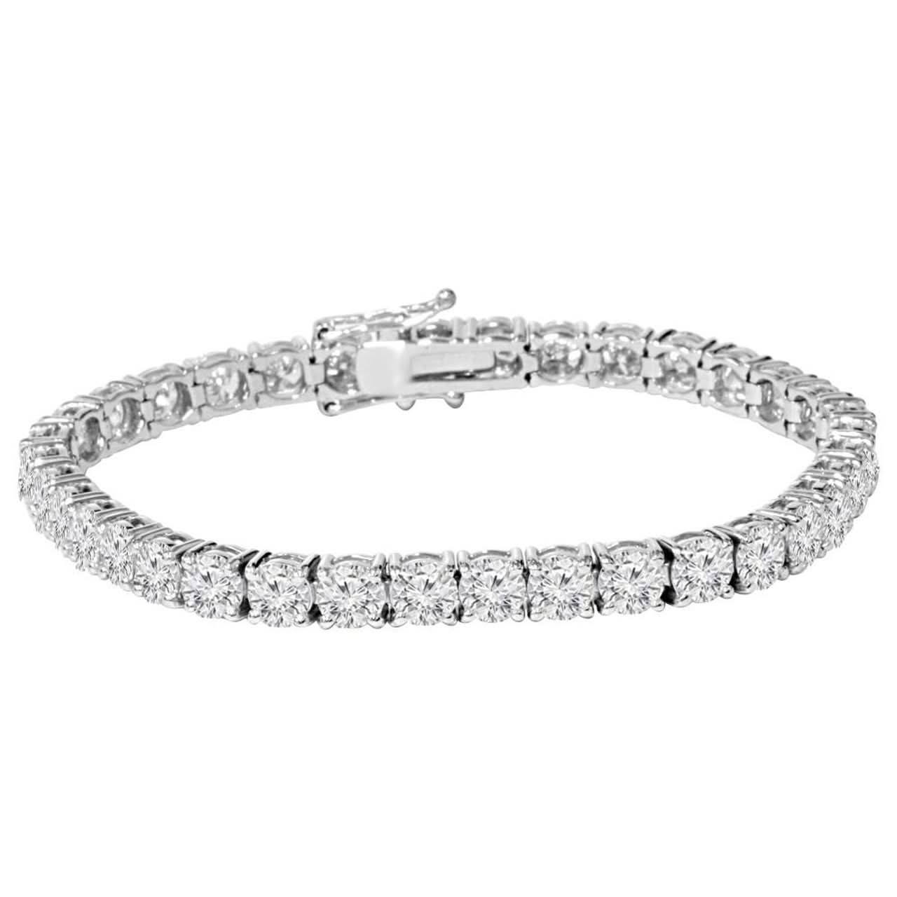 14K WG 9.02 Ct. Lab Grown Diamond Prong Set Tennis Bracelet 7” - Susan Blake Jewelry
