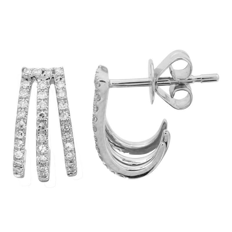 14k White Gold Diamond Caged Lobe Stud Earrings - Susan Blake Jewelry