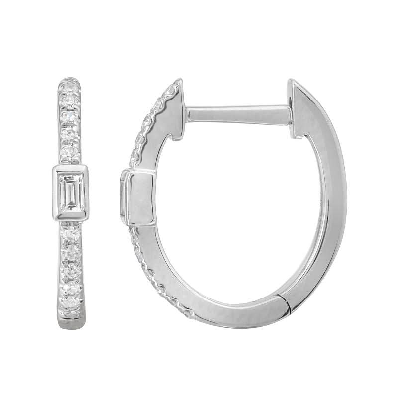 14k White Gold Diamond Hoop Earrings - Susan Blake Jewelry