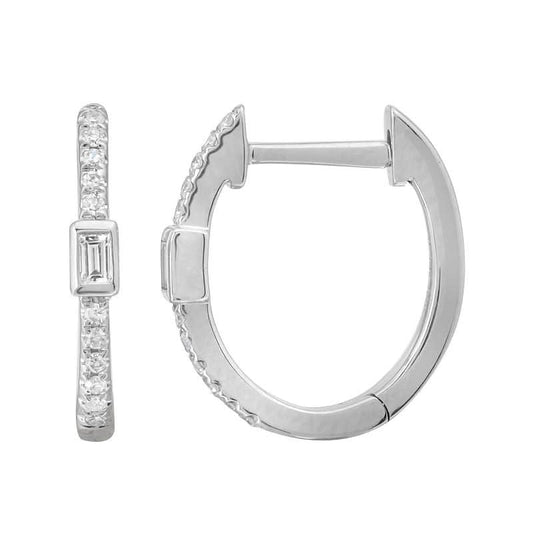 14k White Gold Diamond Hoop Earrings - Susan Blake Jewelry