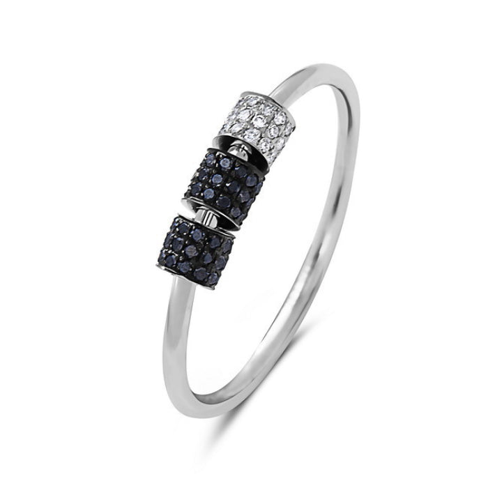 14k White Gold Ring with Sliding Diamond Rondelles