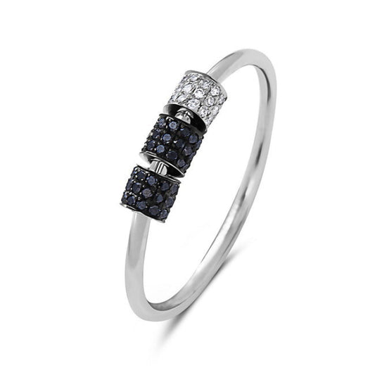 14k White Gold Ring with Sliding Diamond Rondelles