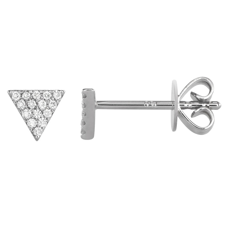 14k White Gold Triangle Diamond Stud Earrings – 0.07 CT