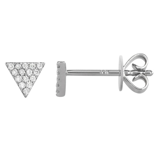 14k White Gold Triangle Diamond Stud Earrings – 0.07 CT