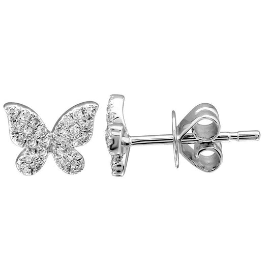 14k White Gold White Gold Butterfly Diamond Stud Earrings
