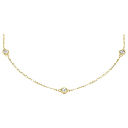 14K Yellow Gold 0.50ctw Lab Diamond Station Necklace Bezel, alternate view 2