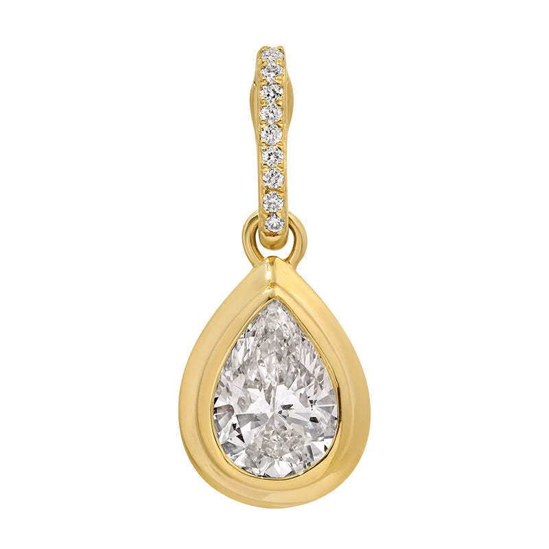 14K Yellow Gold 0.70 CT Lab Diamond Pear Enhancer Charm
