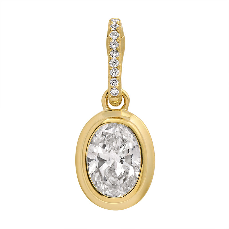 14K Yellow Gold 0.71 CT Lab Diamond Oval Enhancer Charm