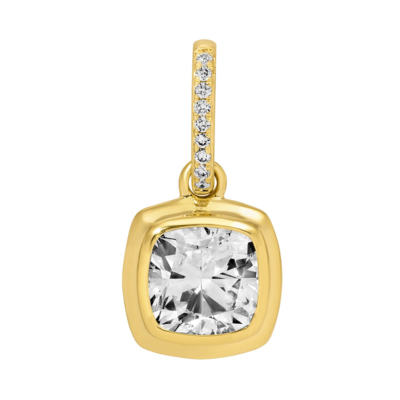 14K Yellow Gold 1.04 CT Lab Diamond Cushion Enhancer Charm