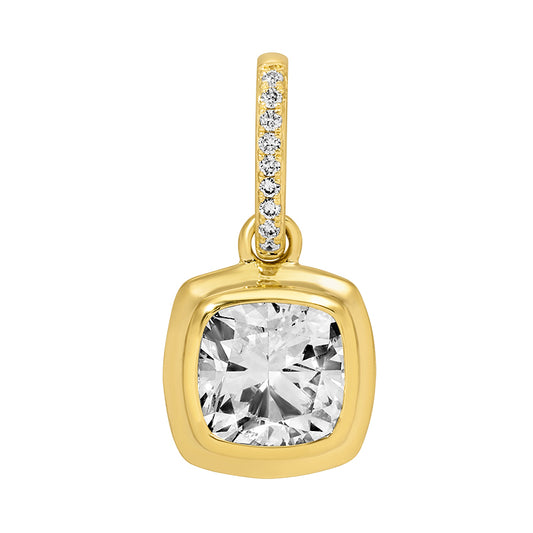 14K Yellow Gold 1.04 CT Lab Diamond Cushion Enhancer Charm