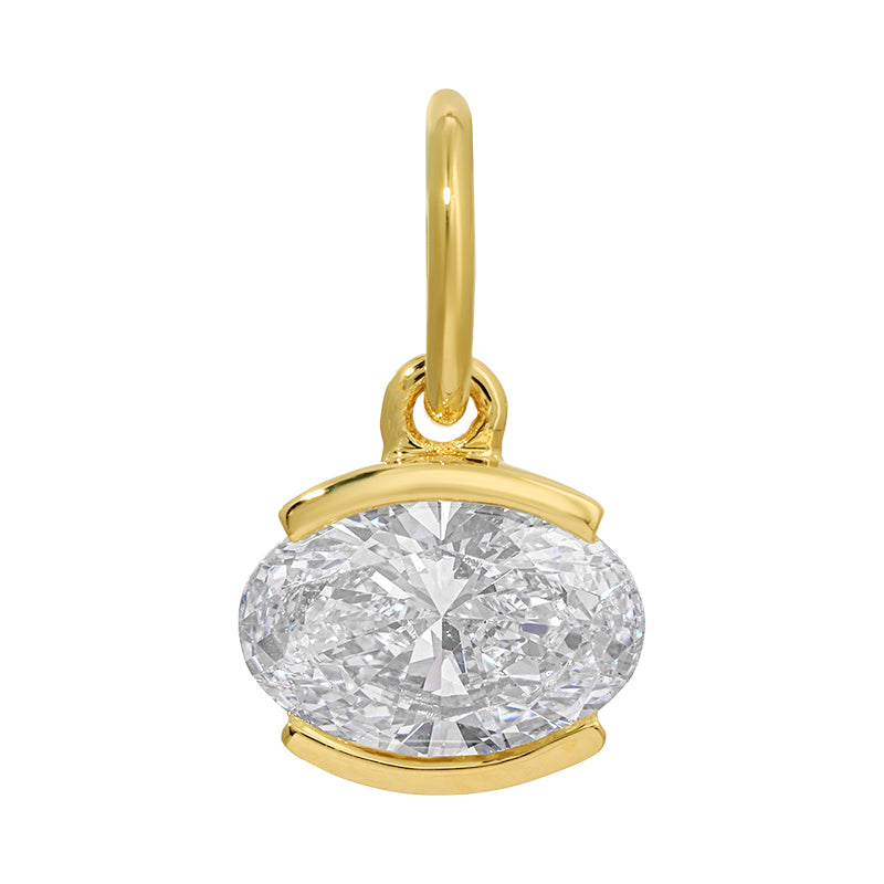 14K Yellow Gold 1.5 CT Lab Diamond Oval Enhancer Charm